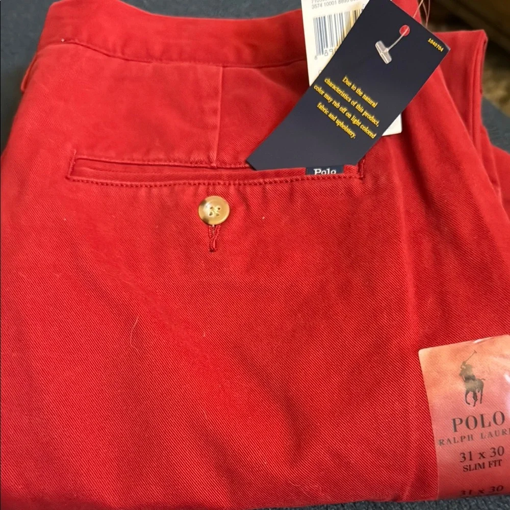 💰SALE NWT Polo Ralph Lauren Men’s Red Slim Fit Pants - Picture 1 of 5